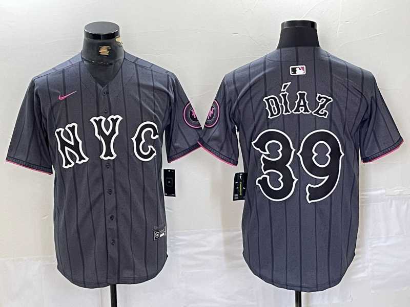 Mens New York Mets #39 Edwin Diaz Gray 2024 City Connect Cool Base Jersey->new york mets->MLB Jersey
